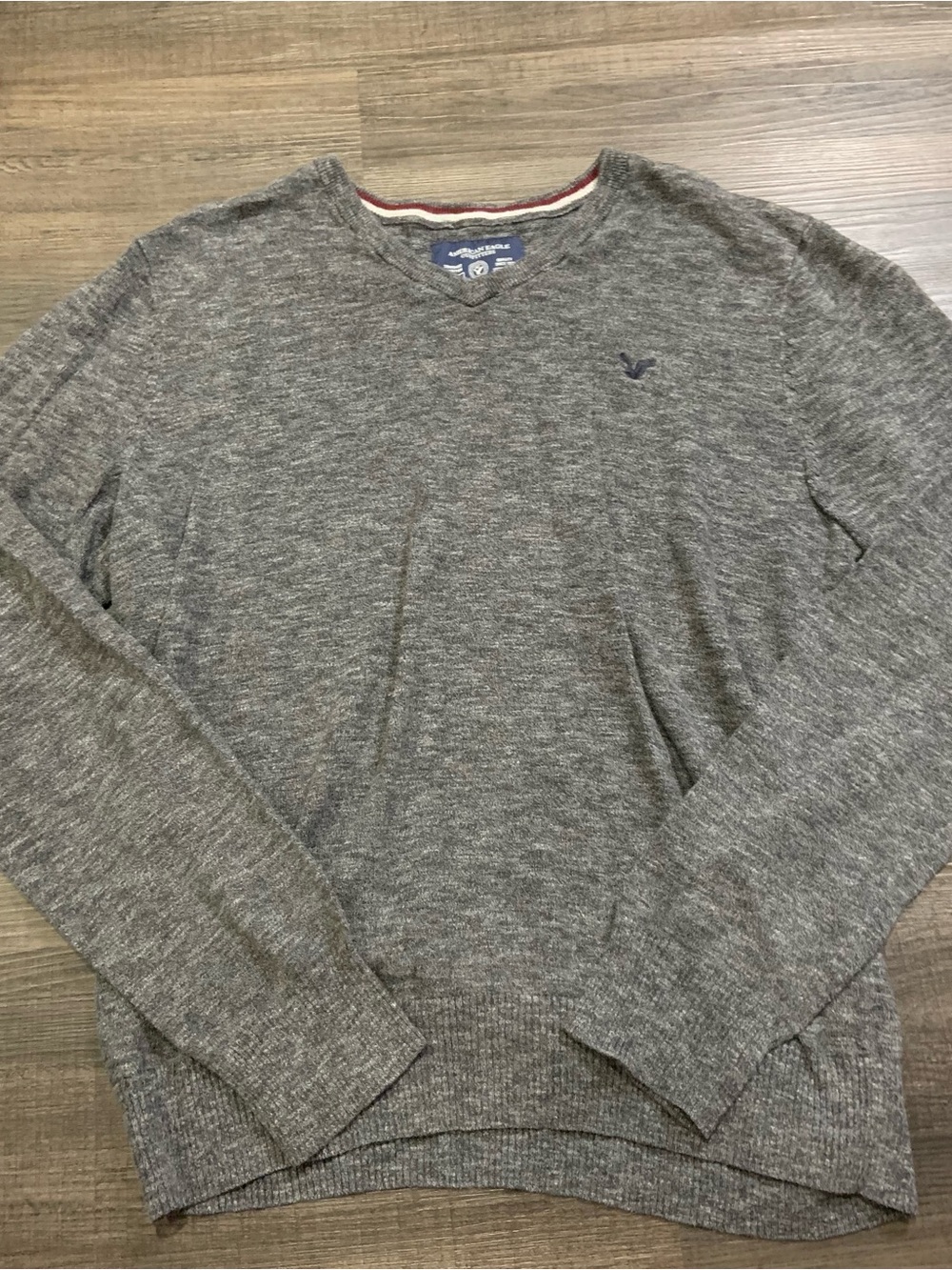 American Eagle Outfitters Gray Marled V-Neck Sweater